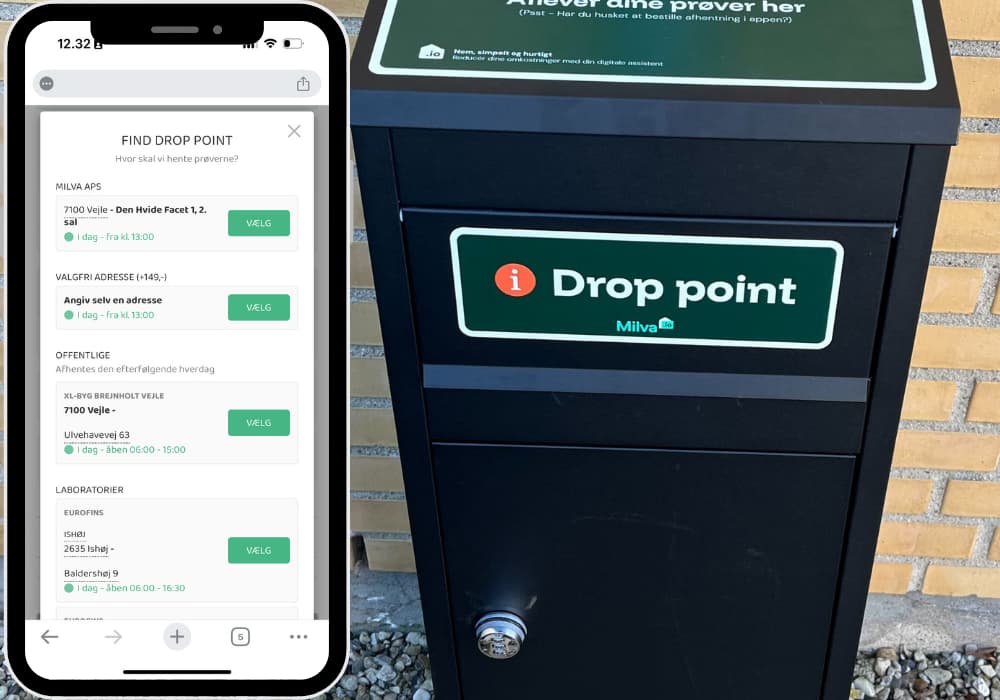 Drop point bestilling i Milva-appen