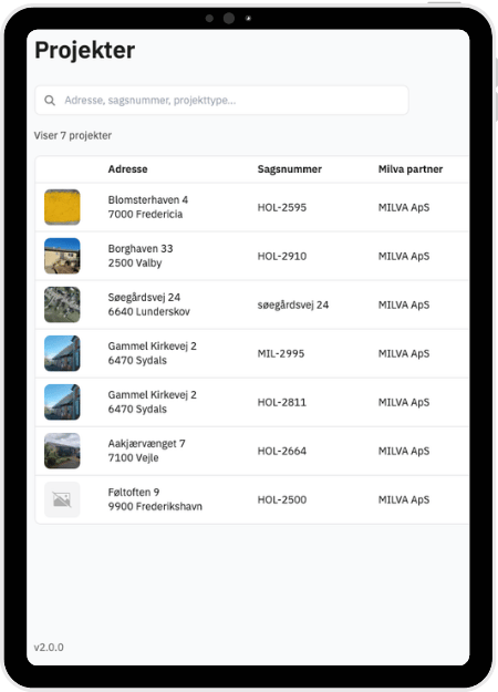 Projekter overblik hub
